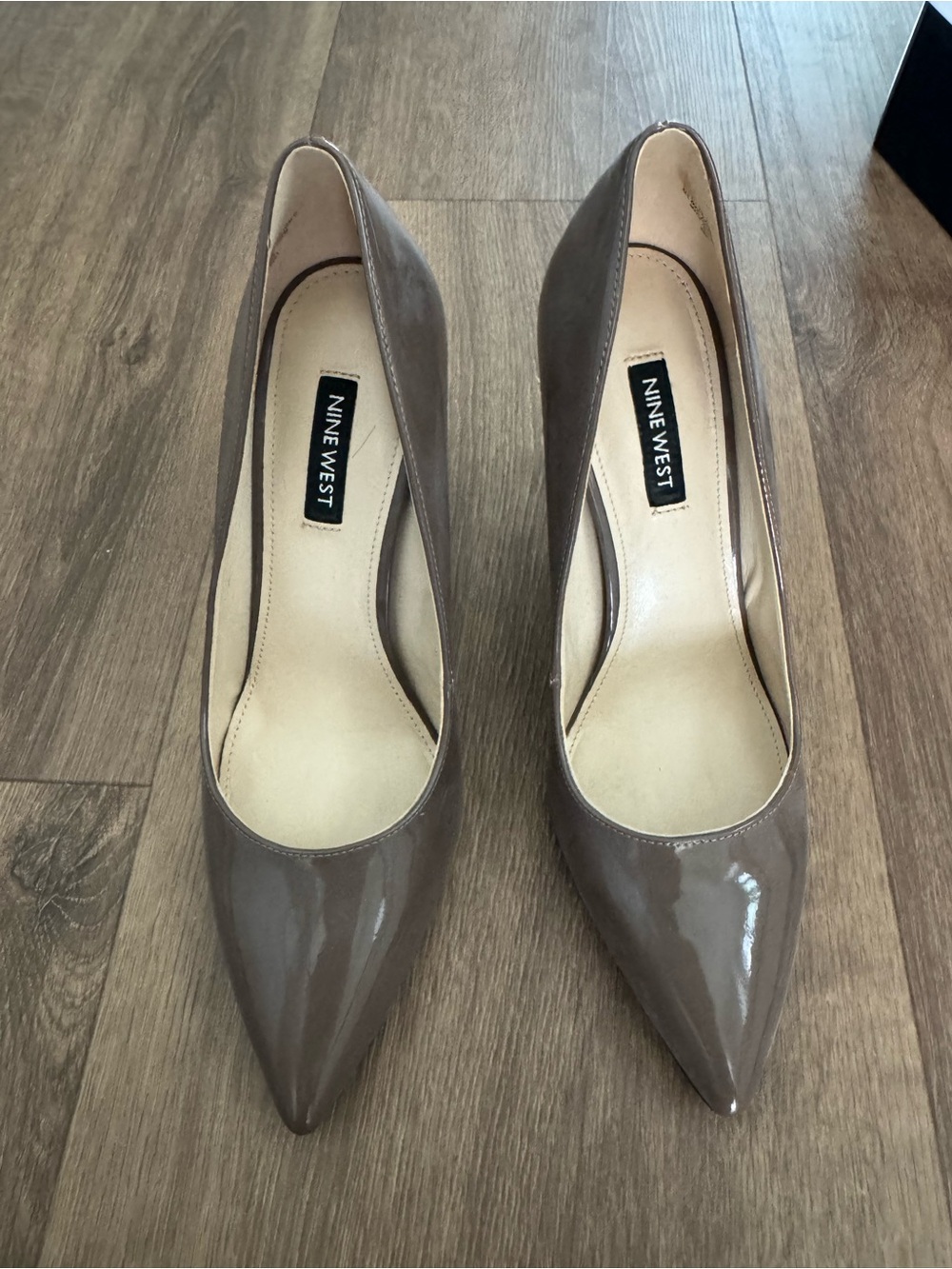 Nine West Tatiana Patent Pointed-Toe Pumps in Light Brown - Picture 4 of 11